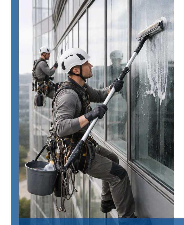Высотная мойка сплошного остекления с выездом в Ростове