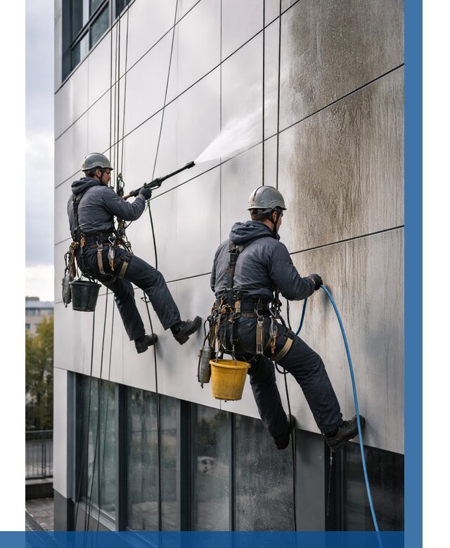 Мойка фасада из композита в Ростове по цене от 308 р. | ВЫСОТНИК-Рсв