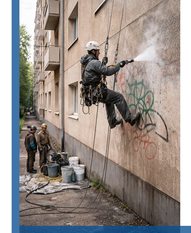 Удаление граффити с фасада в Ростове без следов и повреждений