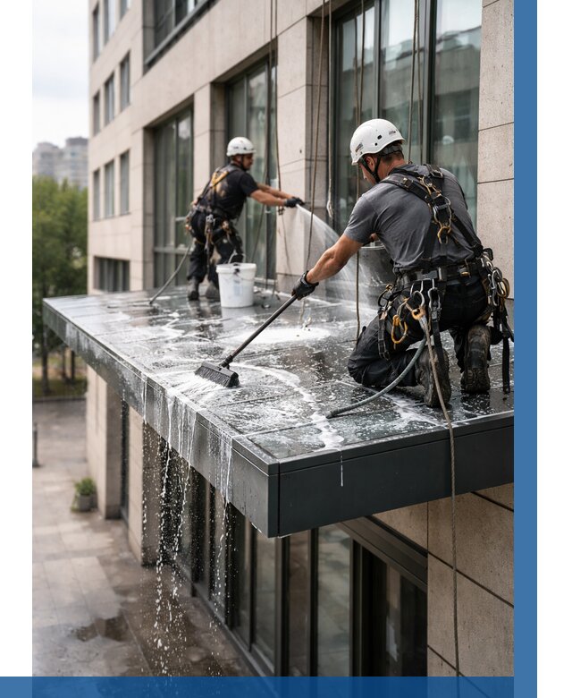 Мойка козырьков и навесов в Ростове от 3592 р. | ВЫСОТНИК-Рсв