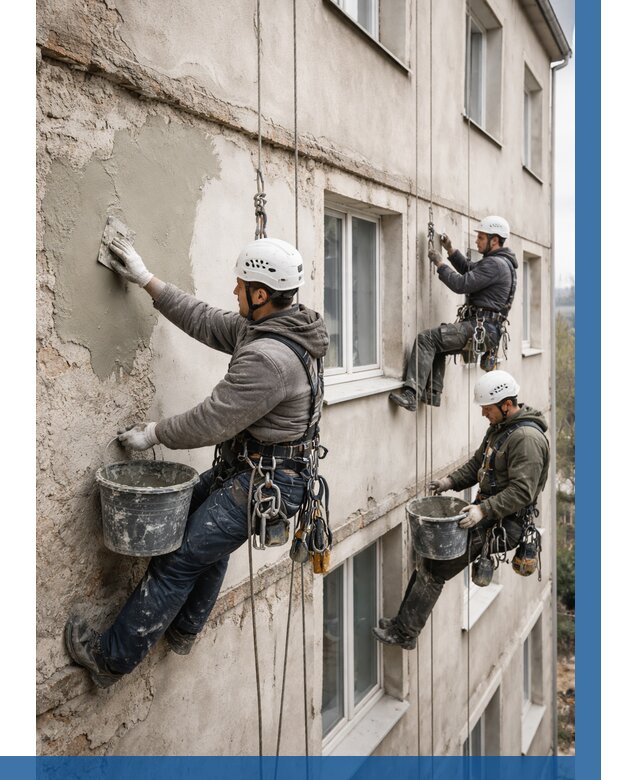 Ремонт штукатурного фасада в Ростове от 770 р. под ключ | ВЫСОТНИК-Рсв