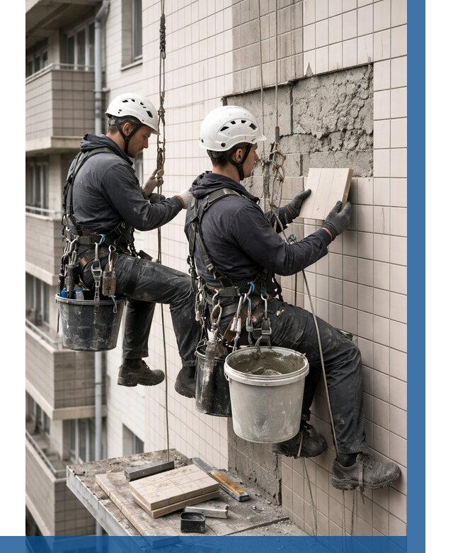 Ремонт облицовки фасада плиткой в Ростове от 1847 р. | ВЫСОТНИК-Рсв