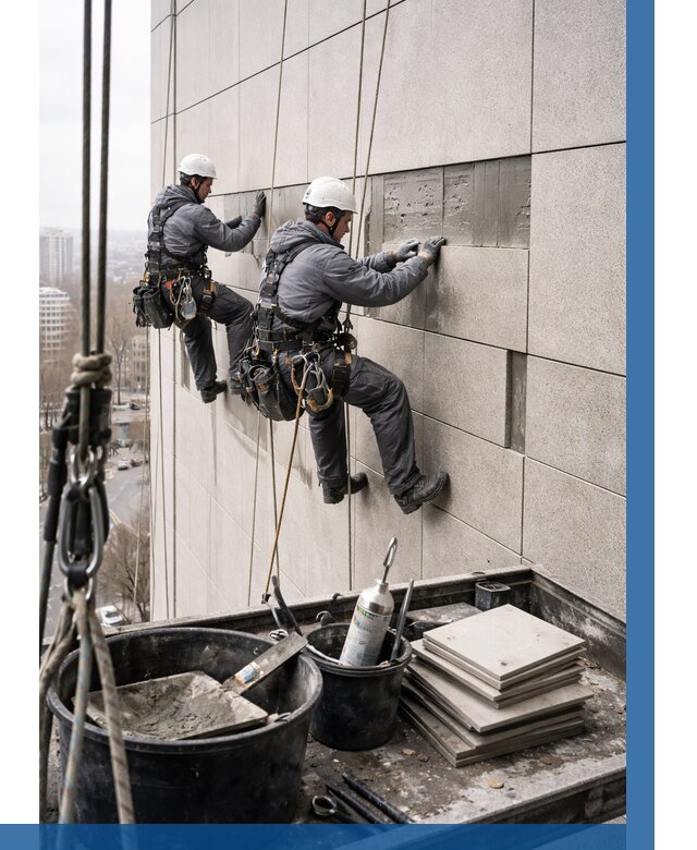 Ремонт фасада из керамогранита в Ростове от 2566 р. | ВЫСОТНИК-Рсв