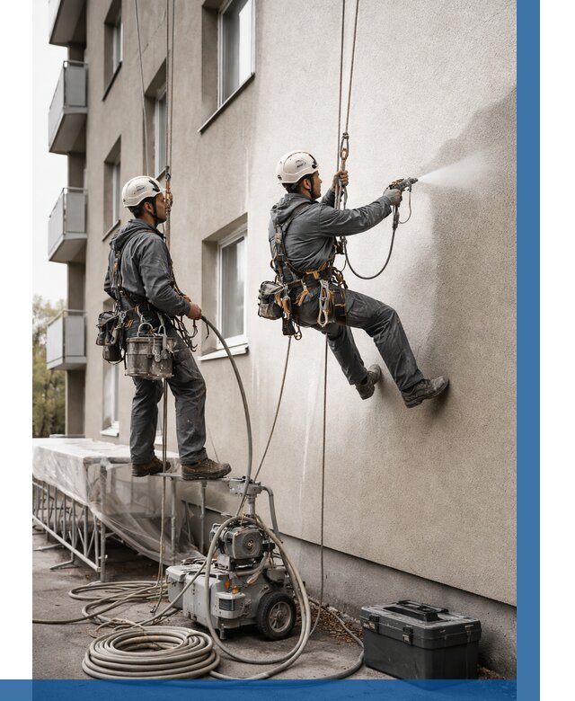 Безвоздушная покраска фасада в Ростове от 226 р/м² | ВЫСОТНИК-Рсв