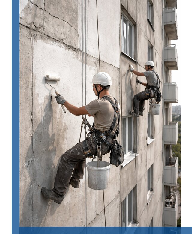 Покраска бетонного фасада в Ростове для жилых и промышленных объектов