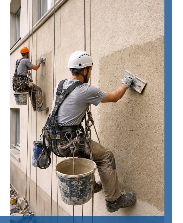 Декоративная штукатурка фасада в Ростове от 1232 р. | ВЫСОТНИК-Рсв