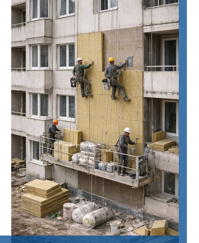 Утепление фасада минватой в Ростове от 1539 р. | ВЫСОТНИК-Рсв