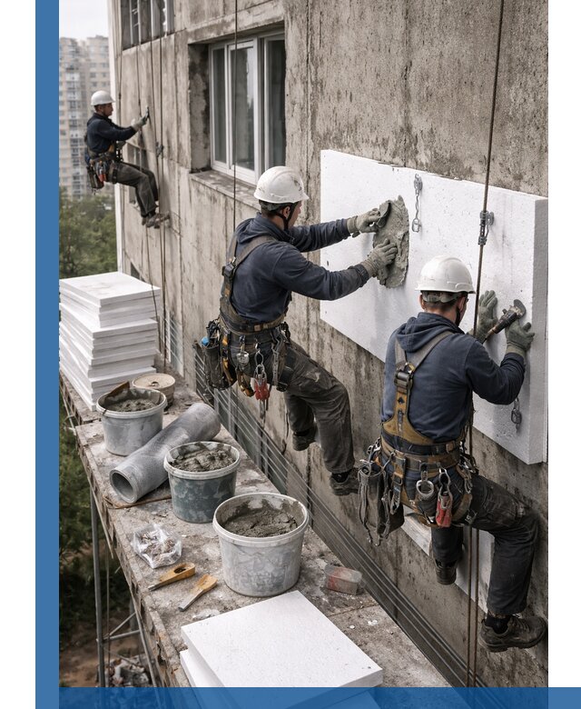 Утепление фасада пенополистиролом в Ростове под ключ