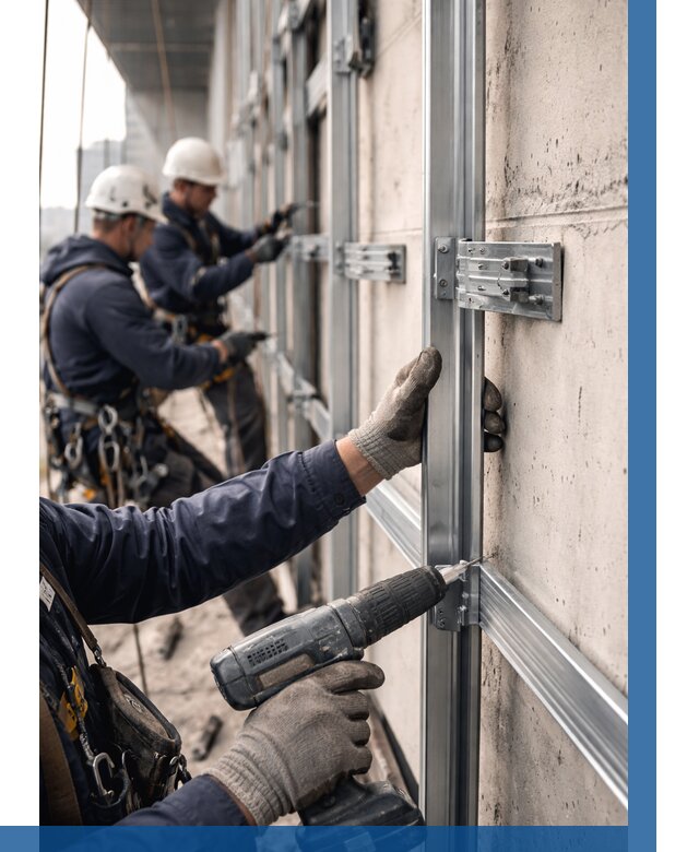 Монтаж подсистемы вентфасада в Ростове от 872 р. | ВЫСОТНИК-Рсв