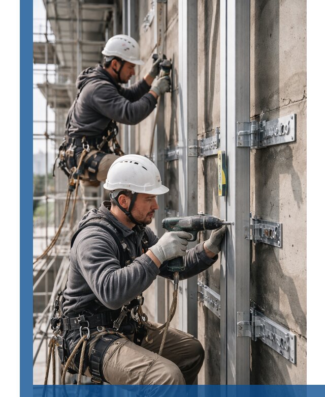 Монтаж и крепление подсистемы вентфасада в Ростове