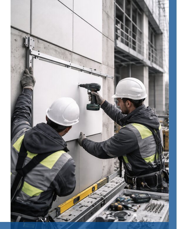 Монтаж композитных панелей фасада в Ростове от 2566 р. | ВЫСОТНИК-Рсв