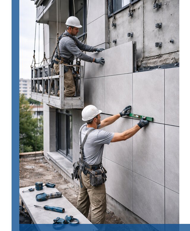 Монтаж керамогранита на фасад в Ростове под ключ с гарантией качества