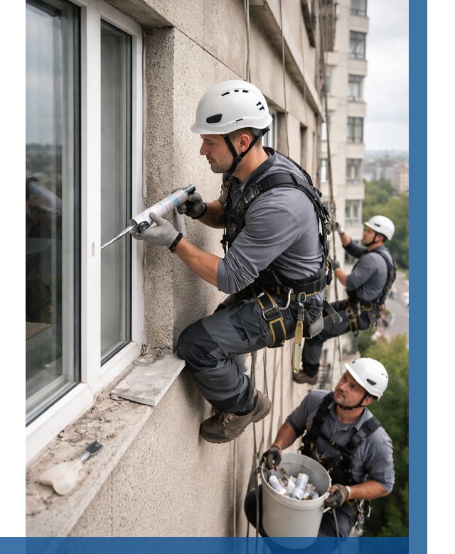 Герметизация оконных швов снаружи в Ростове от 1539 р. | ВЫСОТНИК-Рсв