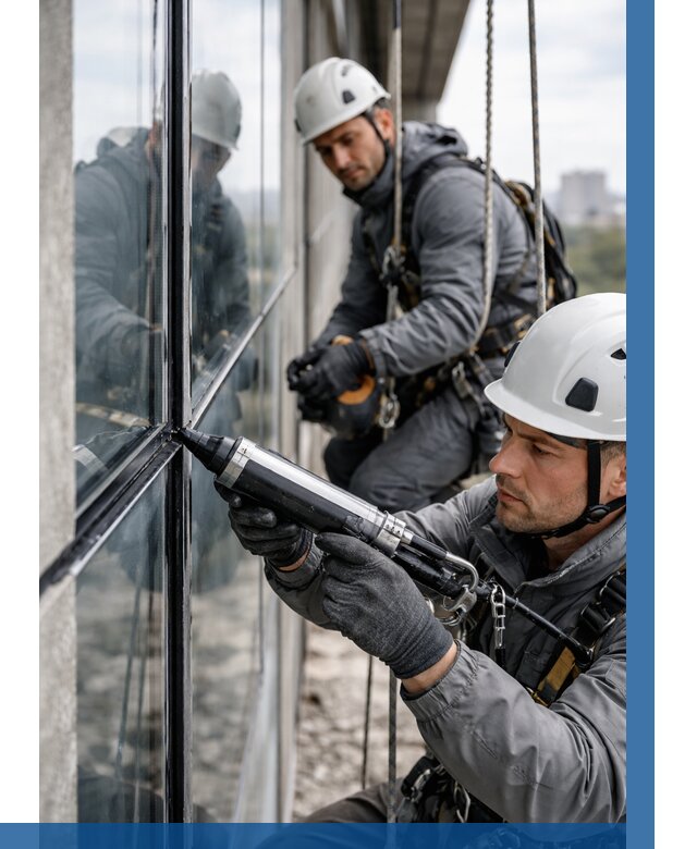 Герметизация витражных швов в Ростове от 667 р. | ВЫСОТНИК-Рсв