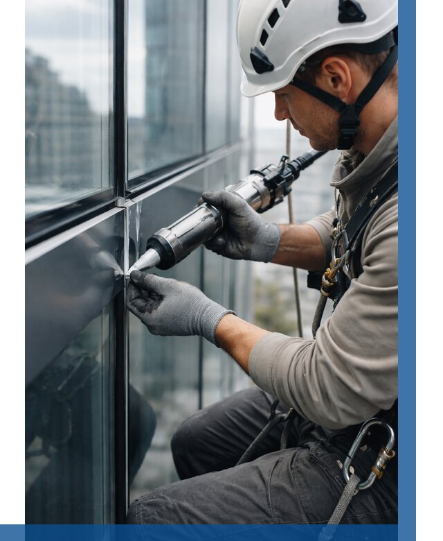 Герметизация стыков витража в Ростове от 1232 р. | ВЫСОТНИК-Рсв