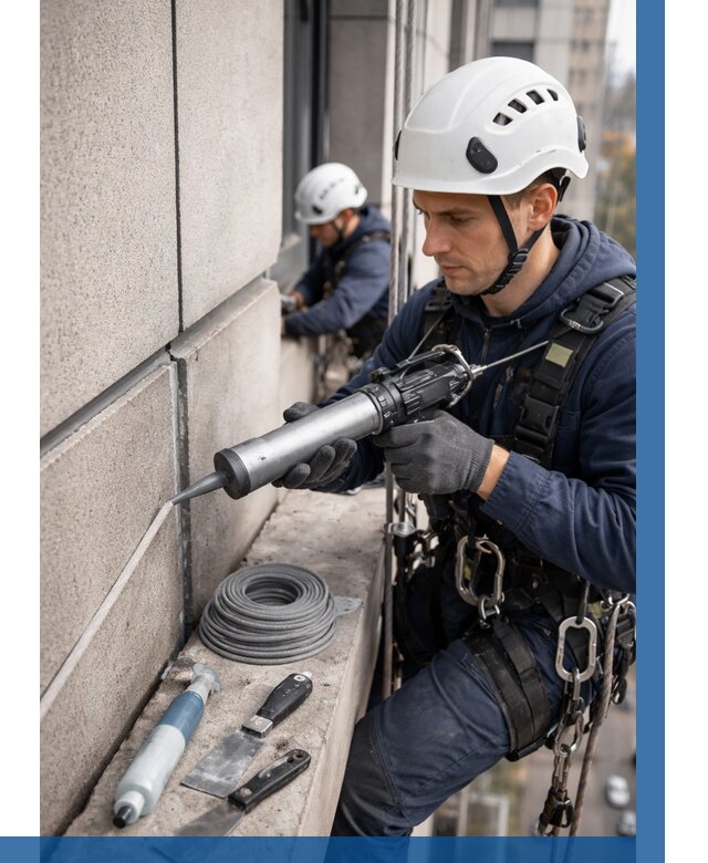 Герметизация деформационных швов фасада в Ростове от 718 | ВЫСОТНИК-Рсв