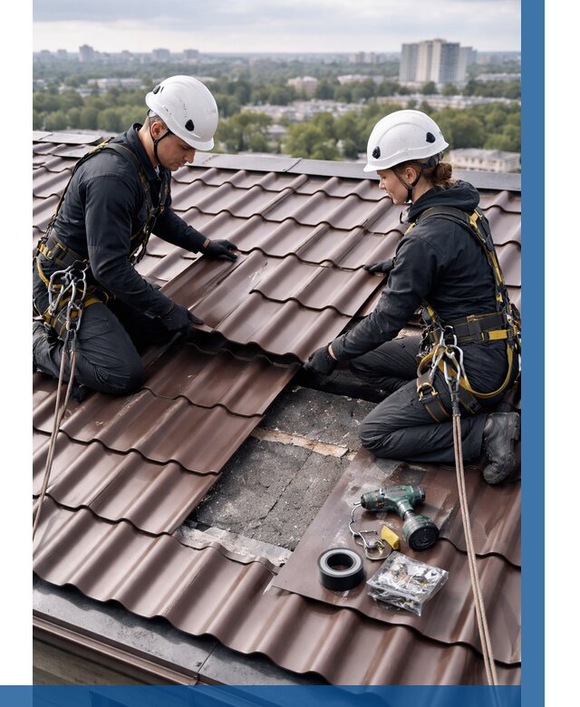 Ремонт металлочерепицы на крыше в Ростове от 924 р. | ВЫСОТНИК-Рсв