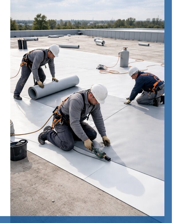 Монтаж мембранной кровли под ключ в Ростове от 1232 р. | ВЫСОТНИК-Рсв