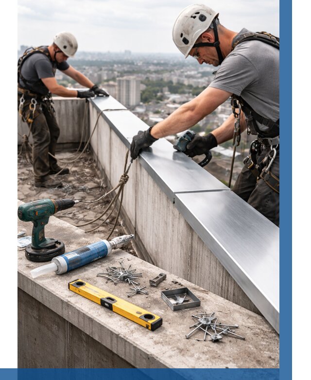 Монтаж парапетных крышек в Ростове от 821 р. | ВЫСОТНИК-Рсв