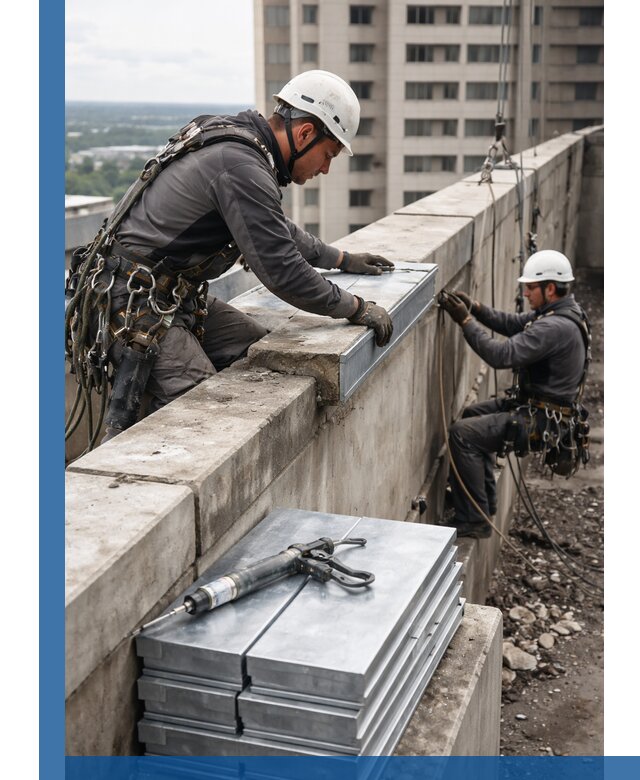 Замена парапетных крышек и установка новых в Ростове