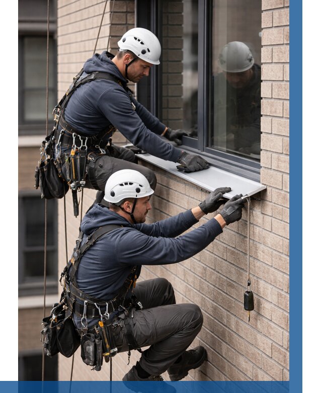 Монтаж оконных отливов под ключ в Ростове от 3592 р. | ВЫСОТНИК-Рсв