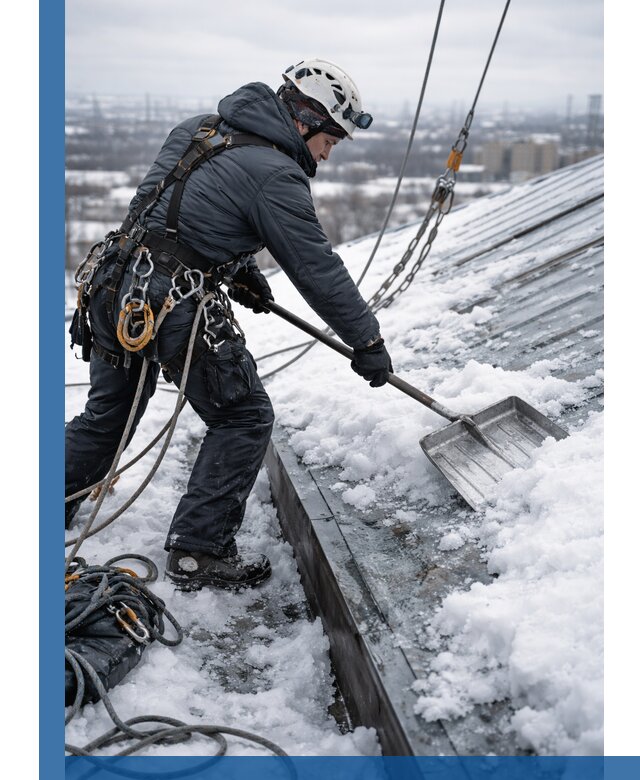 Профессиональная очистка кровли от снега и наледи в Ростове