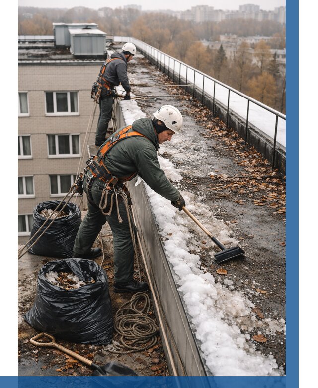 Очистка кровли по периметру в Ростове от 564 р. | ВЫСОТНИК-Рсв