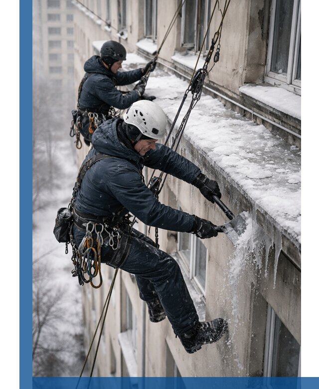 Удаление наледи и сосулек с карнизов в Ростове профессионально