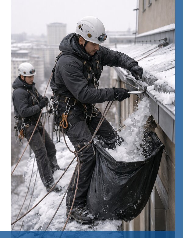 Аварийная очистка крыши в Ростове под ключ от 308 р. | ВЫСОТНИК-Рсв