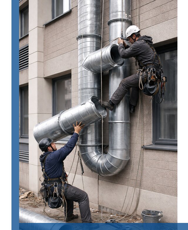 Монтаж фасадных воздуховодов в Ростове с герметизацией и крепежом