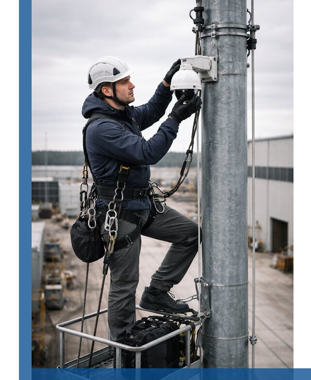 Профессиональная установка видеокамер на мачте в Ростове