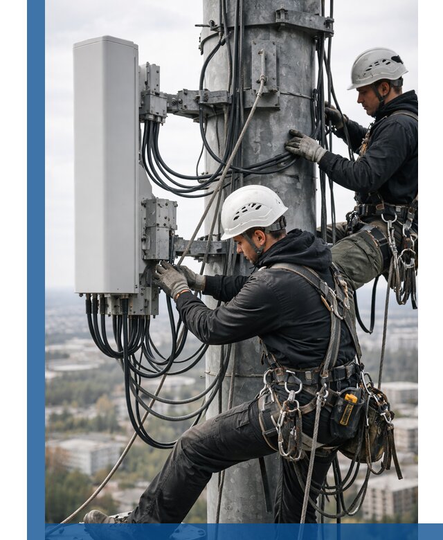 Монтаж оборудования связи на мачте в Ростове с пусконаладкой