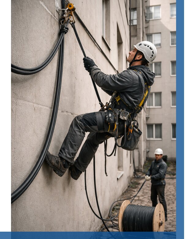 Протяжка кабеля питания на высоте в Ростове от 462 р. | ВЫСОТНИК-Рсв