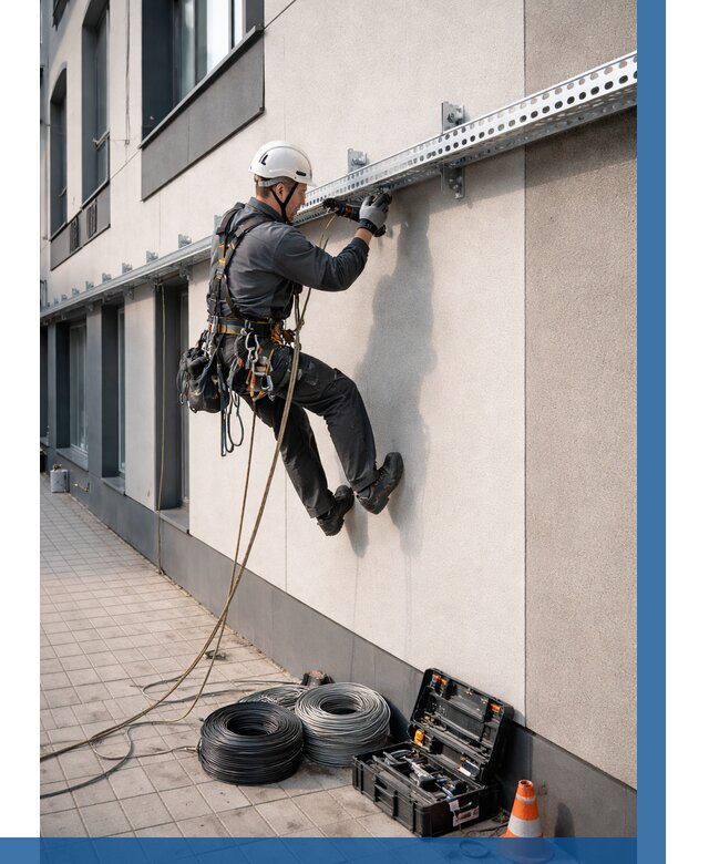 Монтаж кабельных лотков на фасаде в Ростове от 1232 р. | ВЫСОТНИК-Рсв