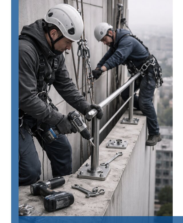 Монтаж перил на высоте в Ростове для жилых и промобъектов