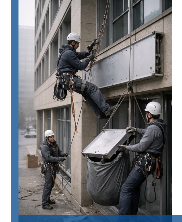 Демонтаж рекламной вывески с высотными работами в Ростове