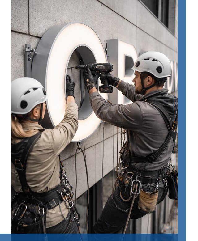 Монтаж световых букв в Ростове от 3079 р. под ключ ВЫСОТНИК-Рсв