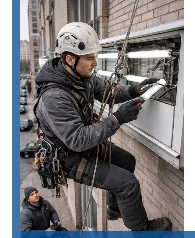 Профессиональная замена ламп в наружной вывеске в Ростове