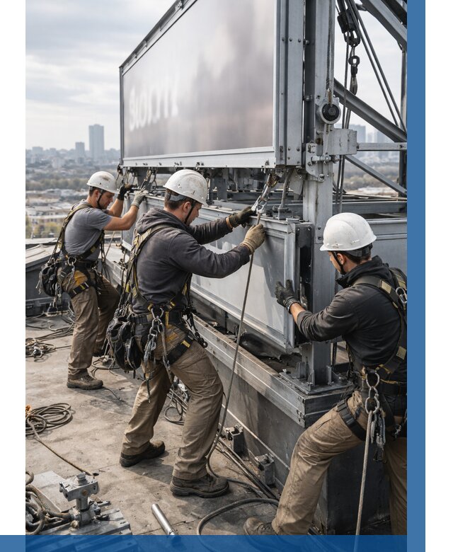 Монтаж крышной рекламной конструкции в Ростове от 61578 р.|ВЫСОТНИК-Рсв