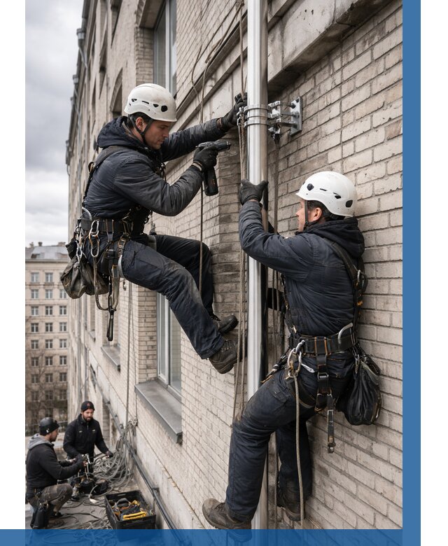 Монтаж флагштока на здании в Ростове от 6671 р. | ВЫСОТНИК-Рсв