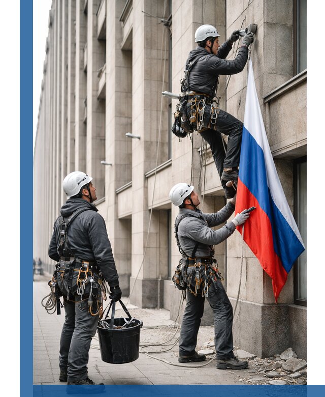 Профессиональная установка флагов на фасаде в Ростове