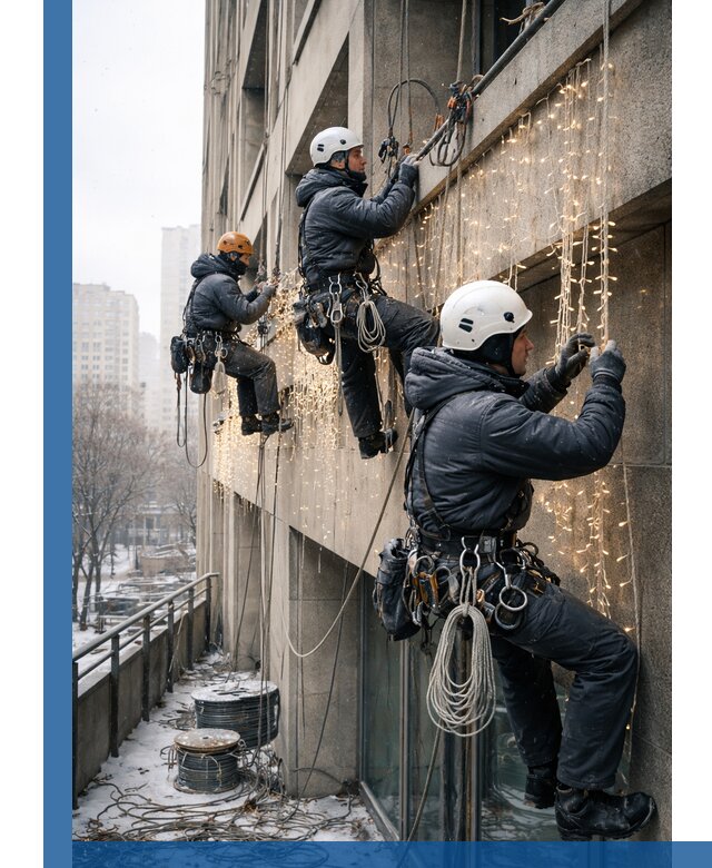 Монтаж новогодней иллюминации и украшение фасадов в Ростове