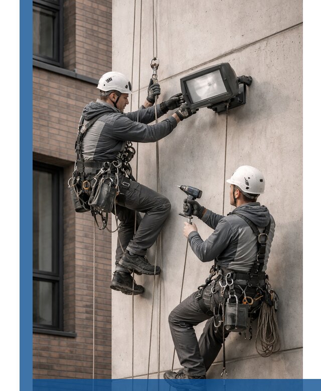 Профессиональный монтаж фасадных прожекторов в Ростове под ключ