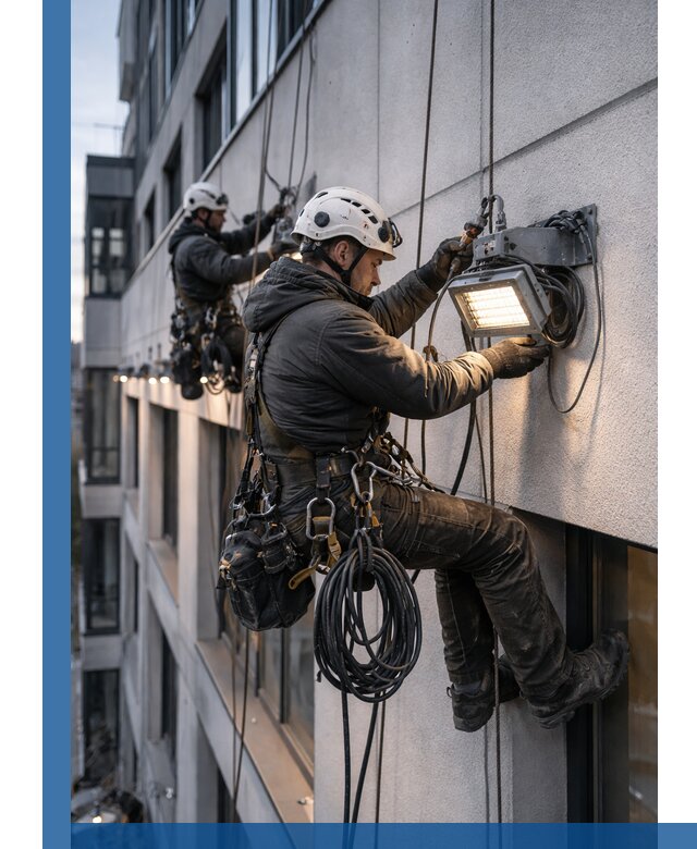 Монтаж фасадного освещения в Ростове установка и подключение