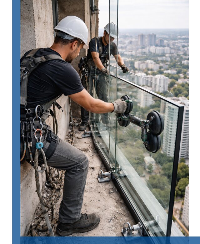 Монтаж стеклянных ограждений под ключ с гарантией в Ростове