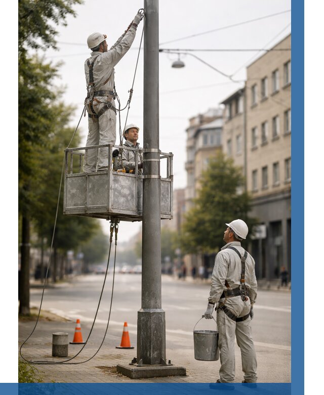 Покраска опор освещения в Ростове от 5132 р. | ВЫСОТНИК-Рсв