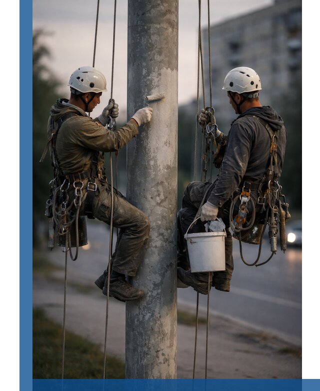 Покраска опор освещения и антикоррозийная защита в Ростове