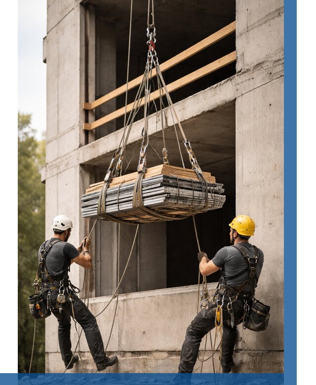 Подъем материала на этаж веревками в Ростове от 1539 р. | ВЫСОТНИК-Рсв