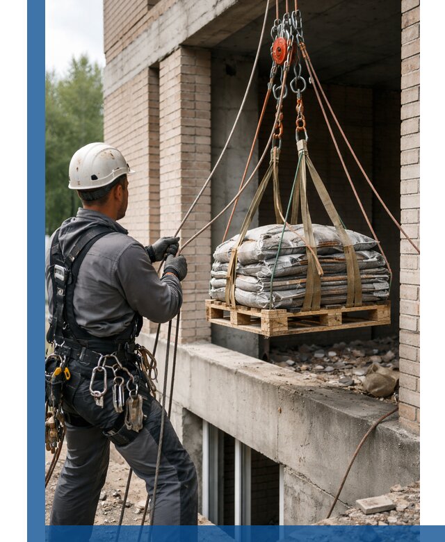 Подъем материалов на этаж веревками в Ростове оперативно