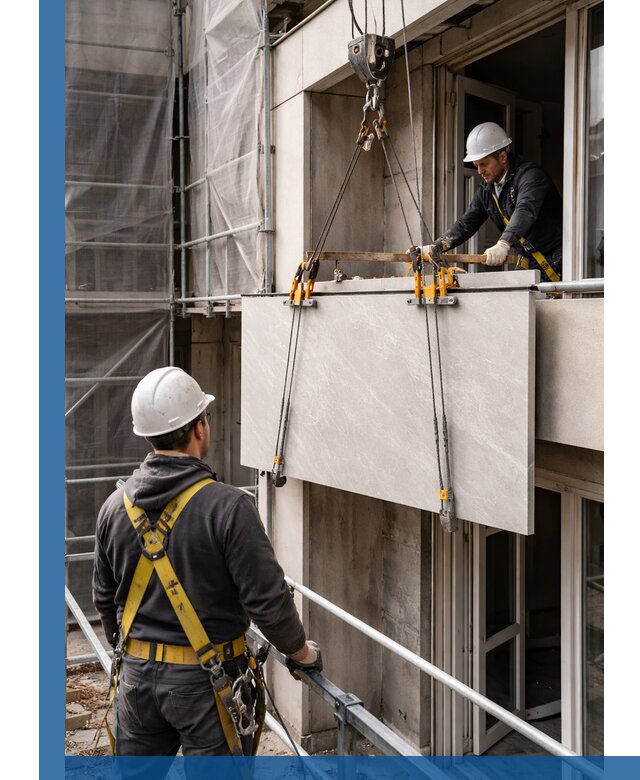 Подъем керамогранита на этаж в Ростове грузчиками и техникой